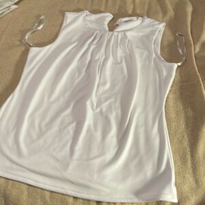 Calvin Klein sleeveless pleat-neck top .
